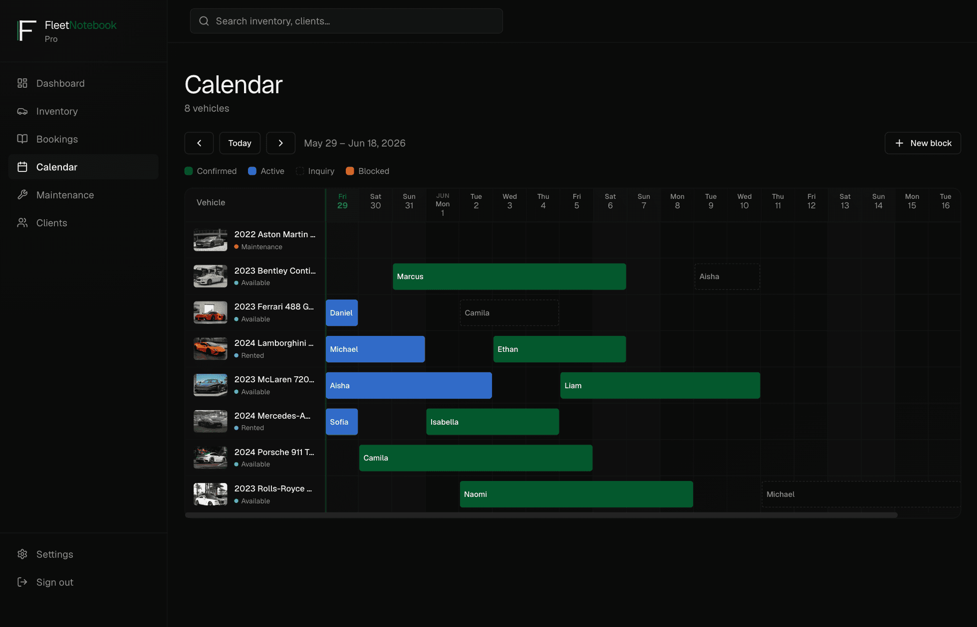 FleetNotebook dashboard